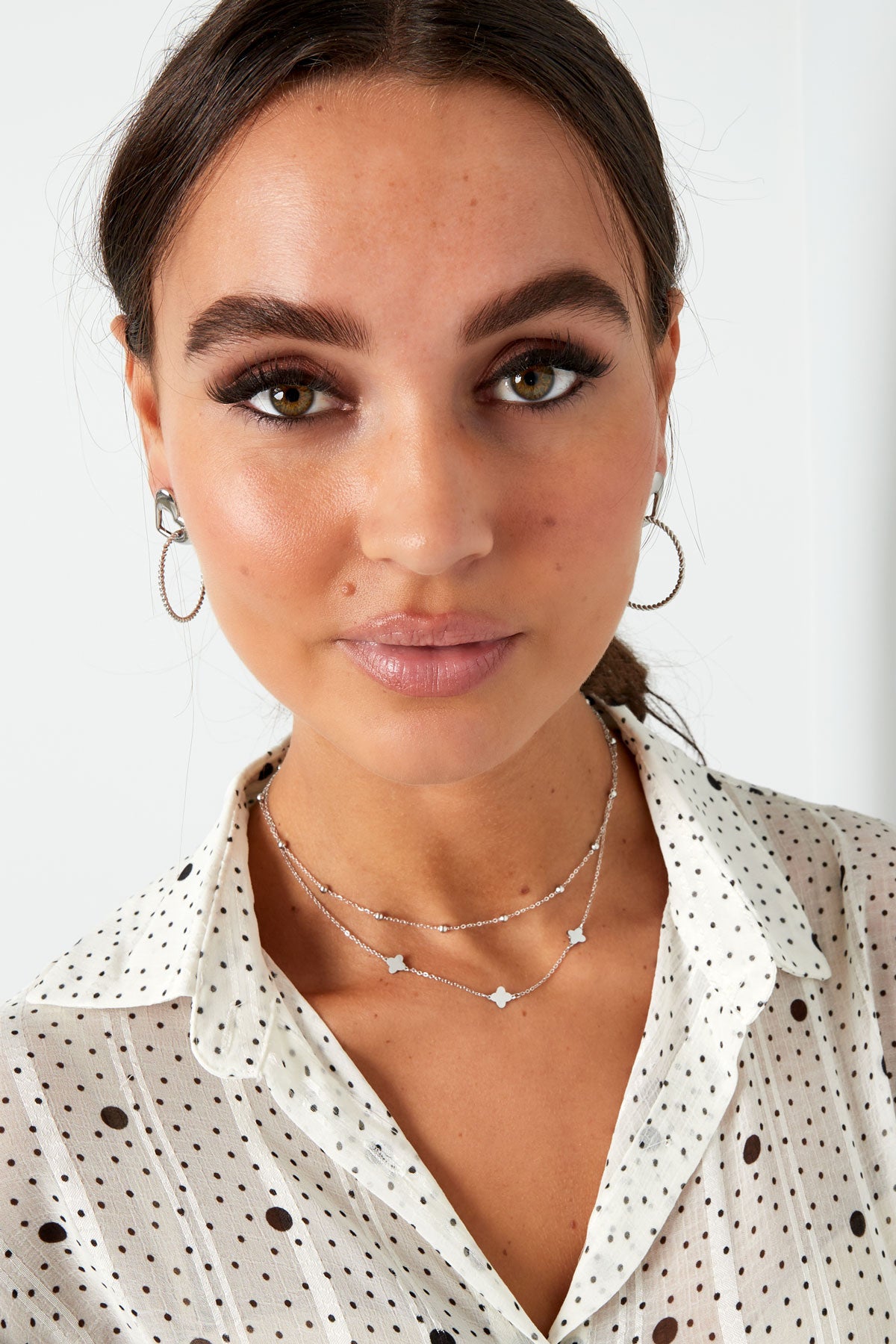 Double Clover Layered Necklace – Gold