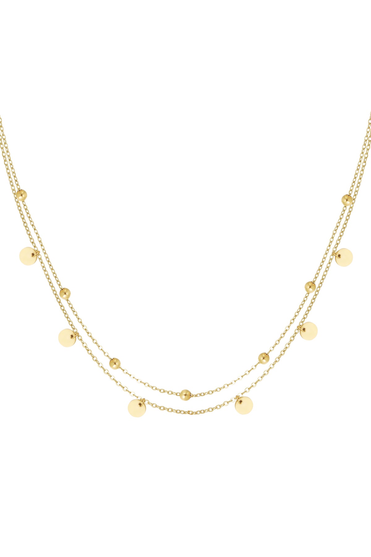 Double Disc Layered Necklace – Gold