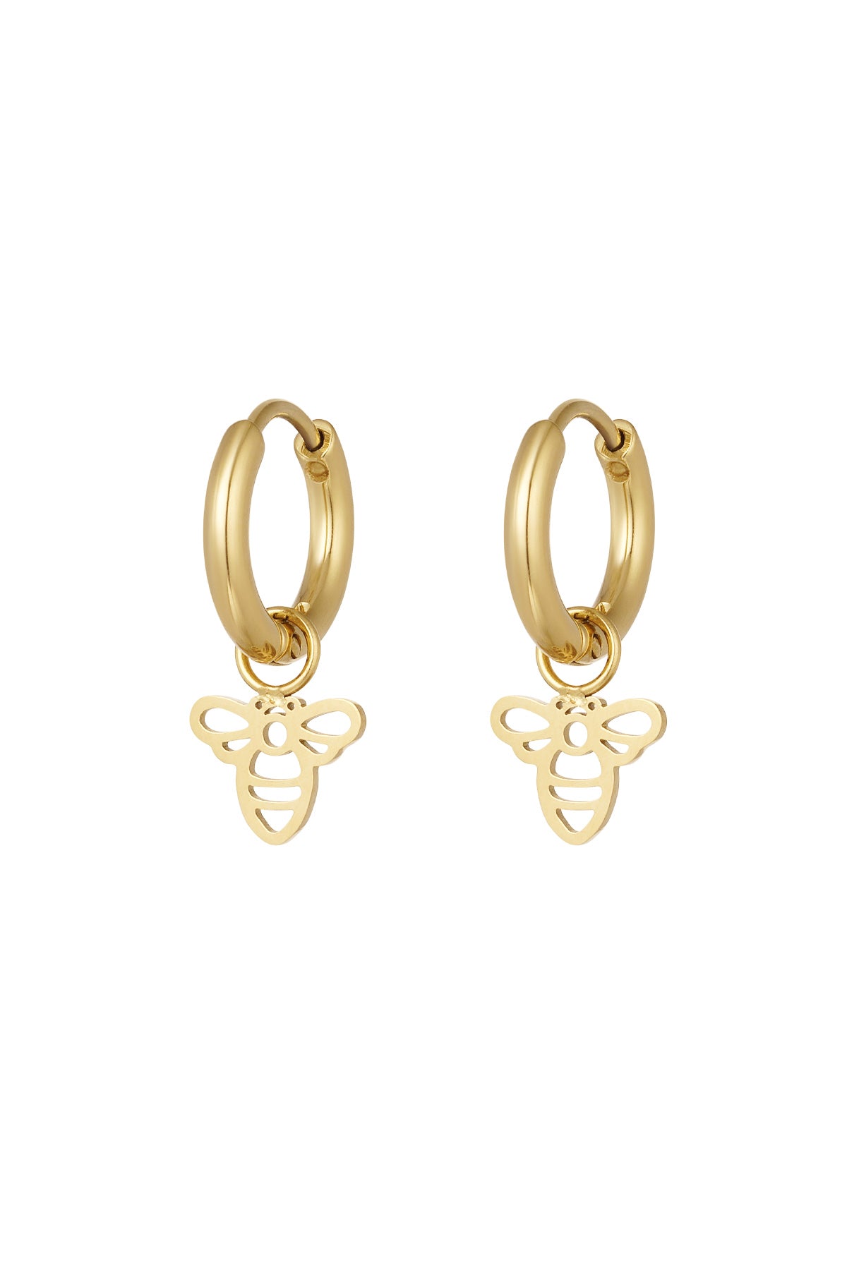 Golden Honey Bee Hoop Earrings