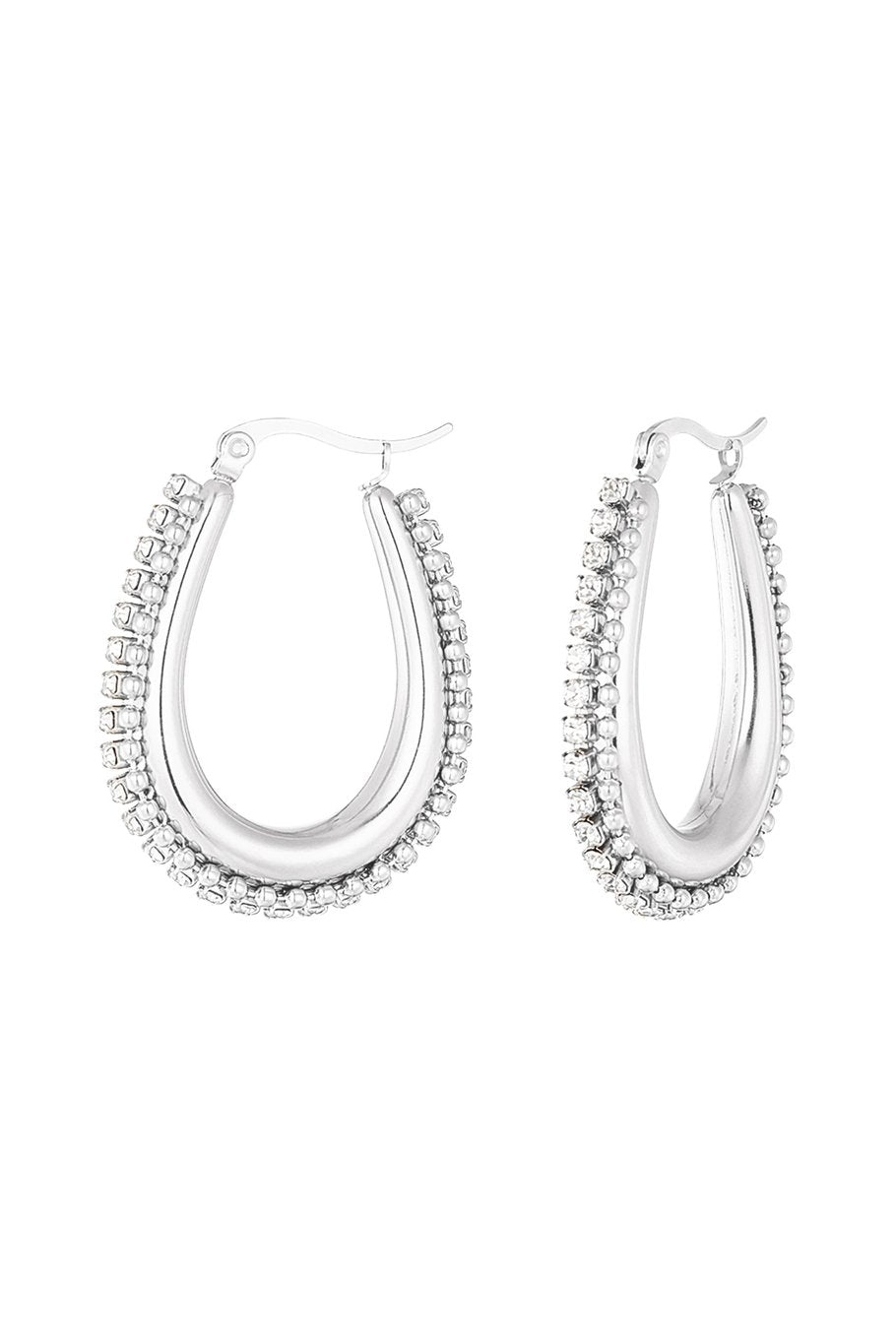 Statement Hoop Earrings Gunmetal & Silver Sparkle