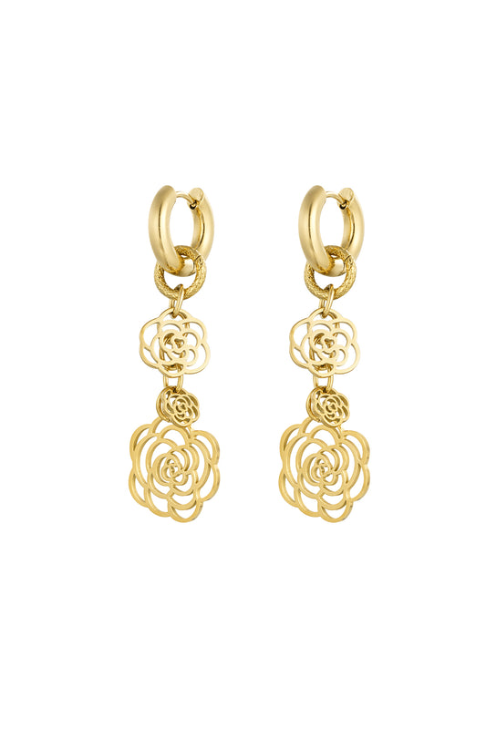 Golden Bloom Drop Earring - Gold