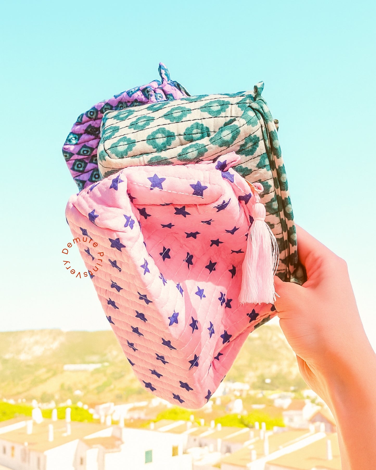 Geo Chic Makeup Bag – Green Geometric Cosmetic Pouch