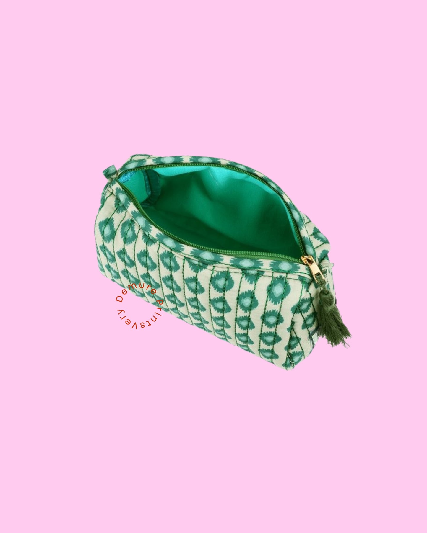 Geo Chic Makeup Bag – Green Geometric Cosmetic Pouch