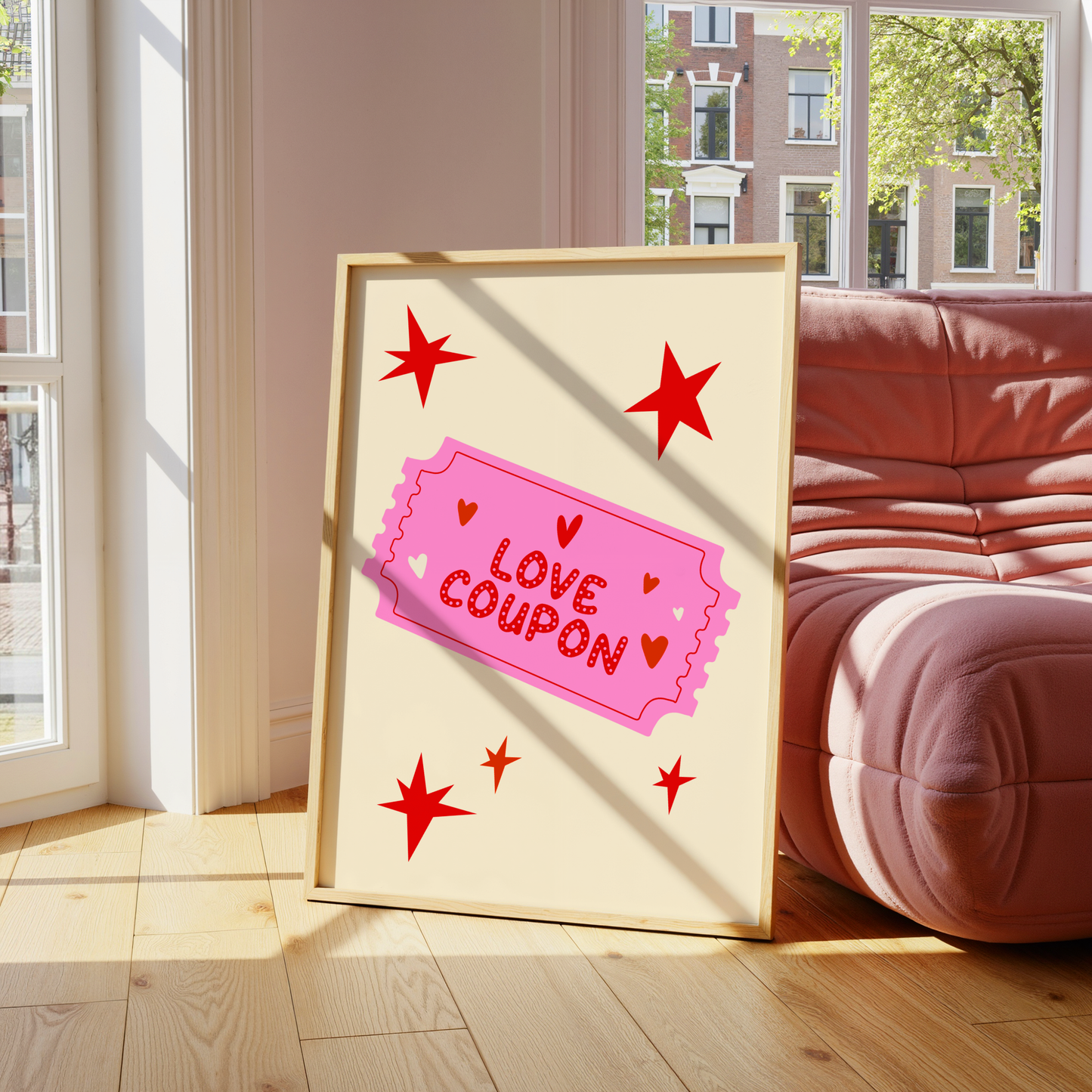Love Coupon – Minimal Pink Romance Ticket Art Print