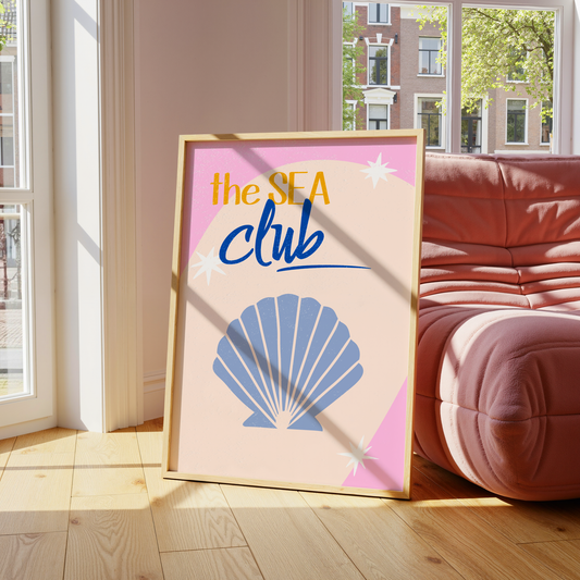 The Sea Club β Textured Seashell Coastal Art Print