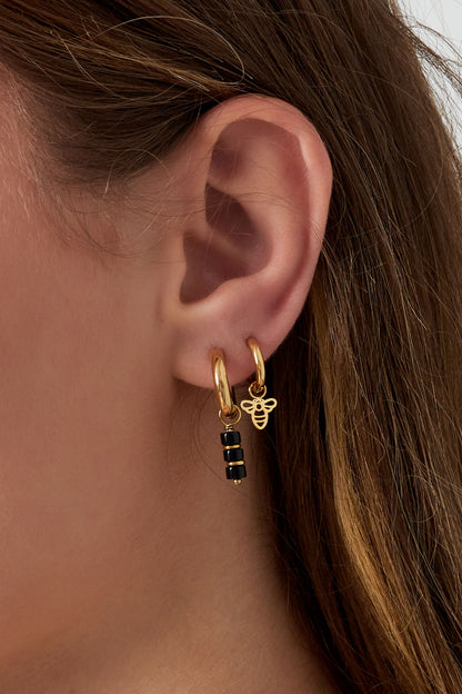 Golden Honey Bee Hoop Earrings