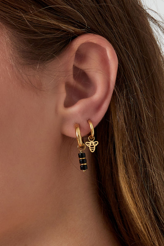 Golden Honey Bee Hoop Earrings