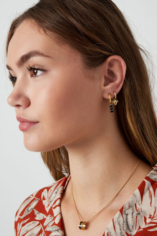 Golden Honey Bee Hoop Earrings