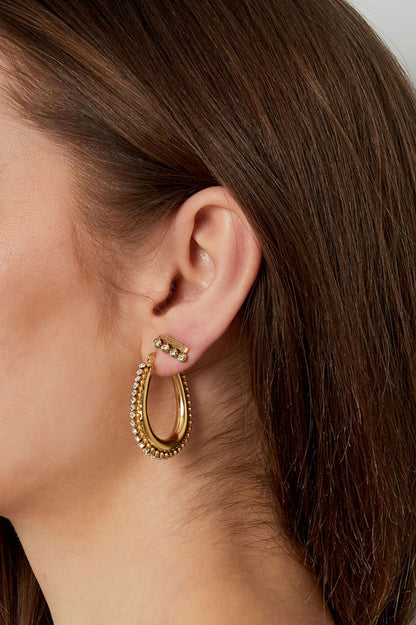 Statement Hoop Earrings Gunmetal & Silver Sparkle