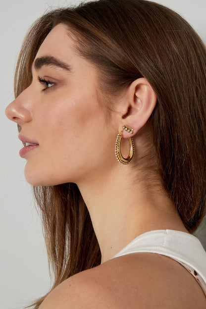 Statement Hoop Earrings Gunmetal & Silver Sparkle