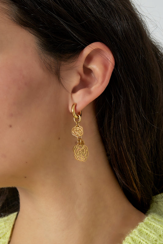 Golden Bloom Drop Earring - Gold