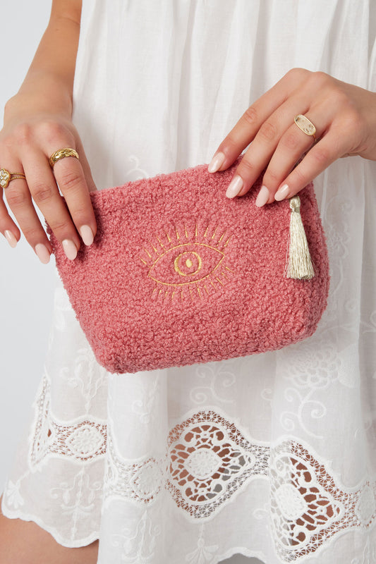 Beige Teddy Eye & Tassel Pouch