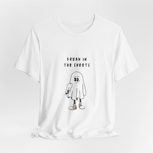 Freak in The Sheets | White Graphic Tee | Organic Unisex T Shirt