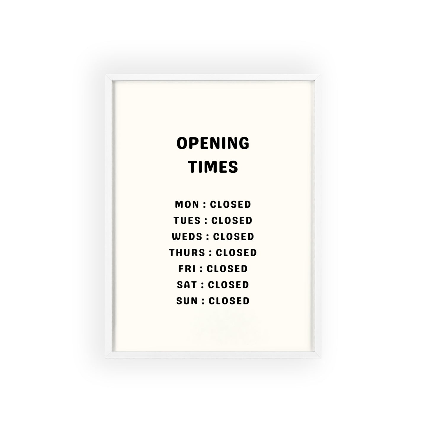 Opening Hours: Permanently Out of Service - Frame