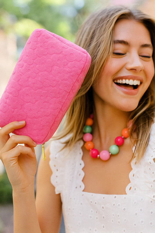 Fuchsia Floral Makeup Bag