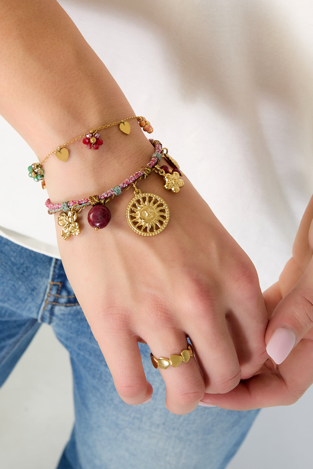Stainless Steel Charm Bracelets Flower Casual Daily Simple Series Women's jewelry