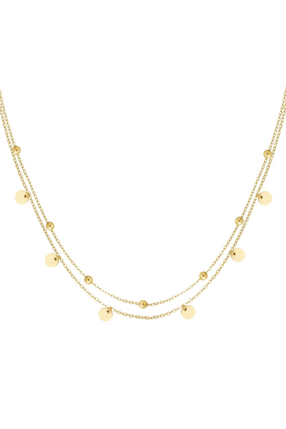 Double Disc Layered Necklace – Gold