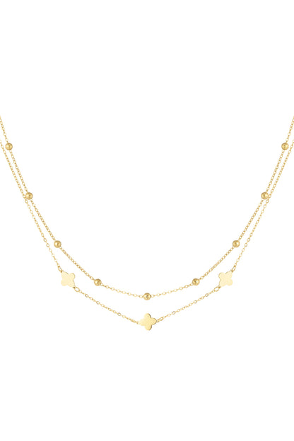 Double Clover Layered Necklace – Gold