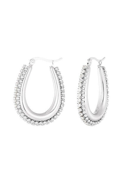 Statement Hoop Earrings Gunmetal & Silver Sparkle