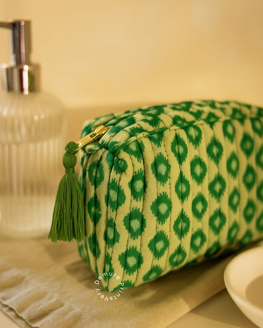 Geo Chic Makeup Bag – Green Geometric Cosmetic Pouch