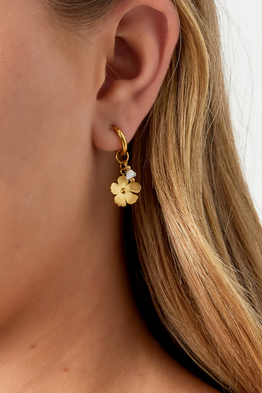 Sunlit Flower Hoop Earrings – Pink Crystal