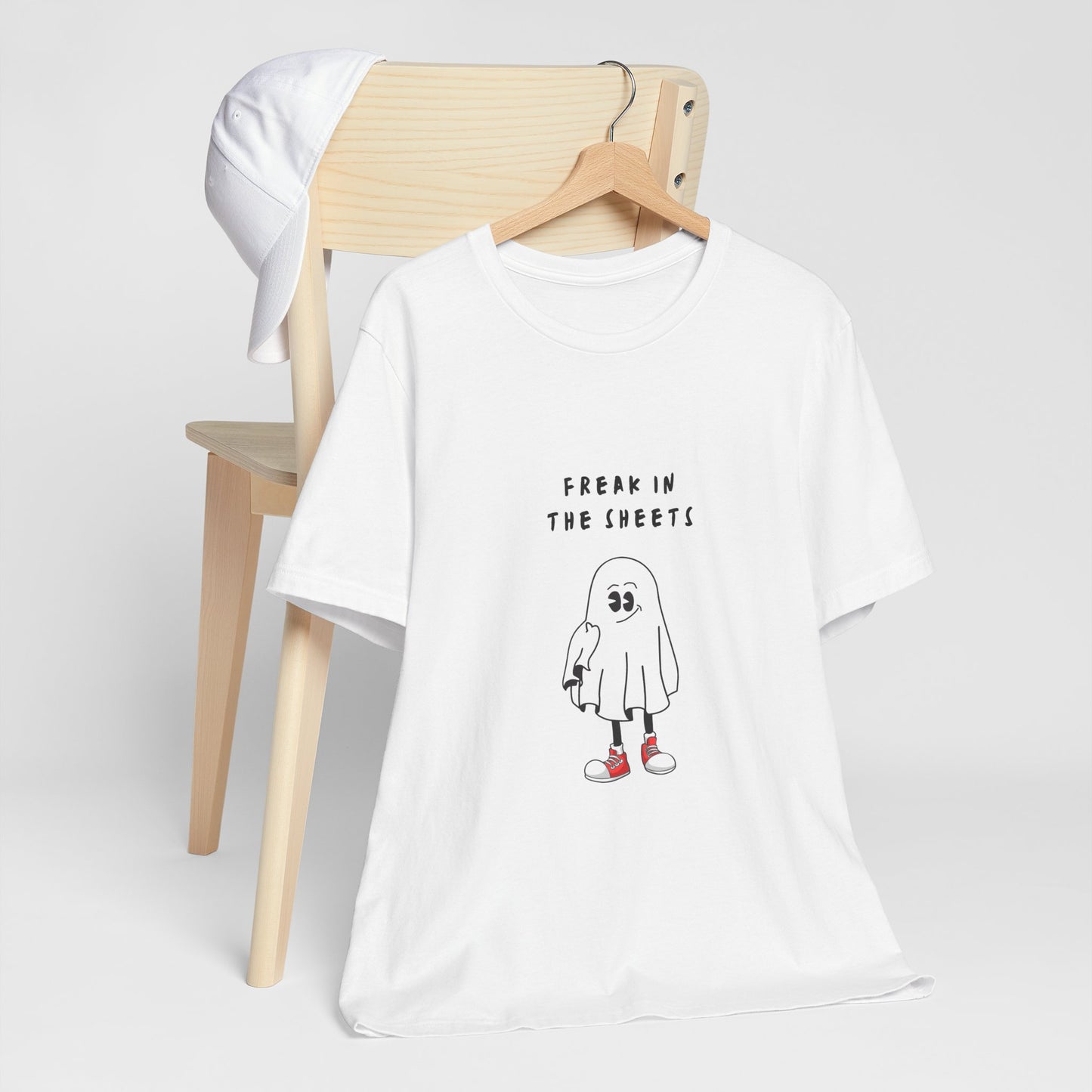 Freak in The Sheets ( Red Converse All Stars ) | White Graphic Tee | Organic Unisex T Shirt