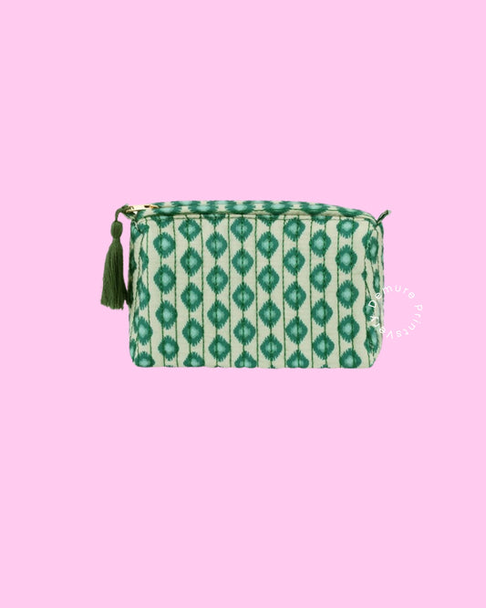 Geo Chic Makeup Bag – Green Geometric Cosmetic Pouch