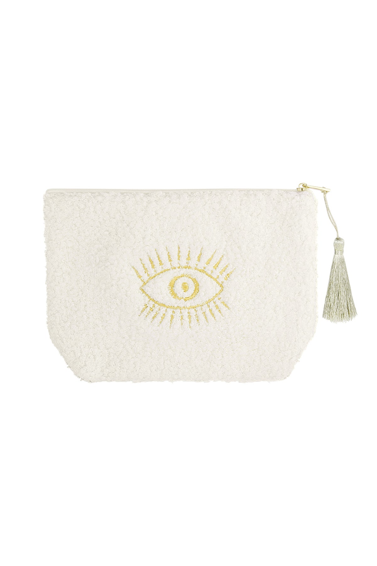 Beige Teddy Eye & Tassel Pouch