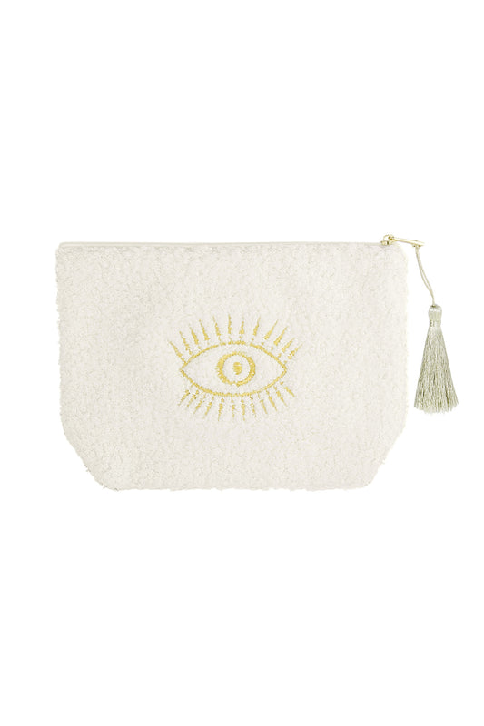 Beige Teddy Eye & Tassel Pouch