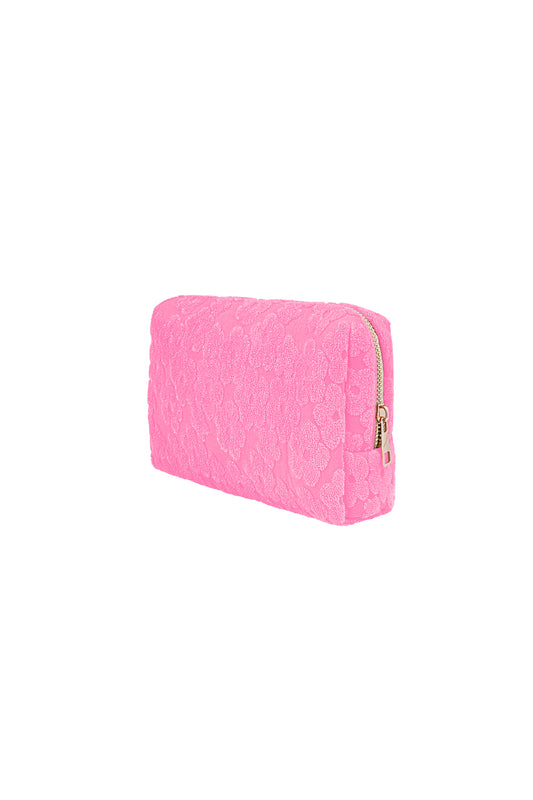 Fuchsia Floral Makeup Bag
