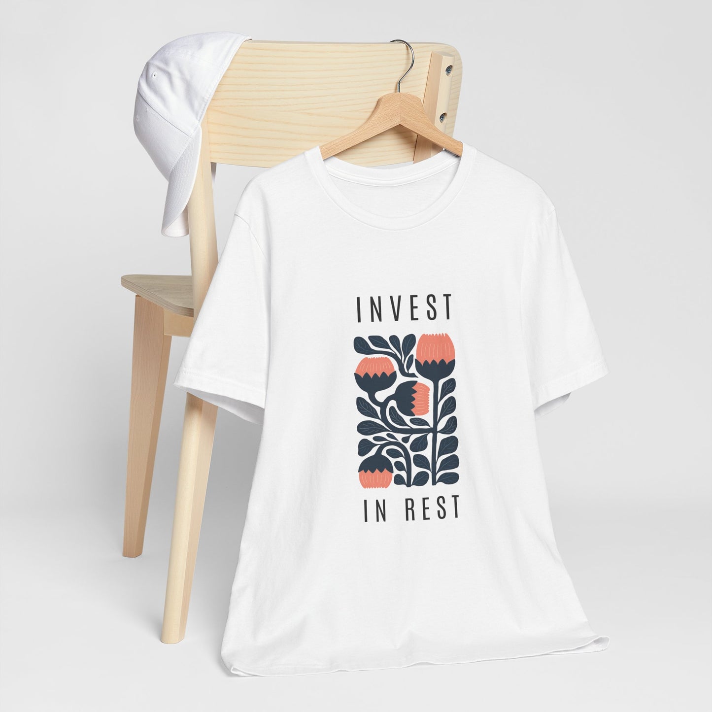 Invest in Rest | White Graphic Tee | Organic Unisex T Shirt