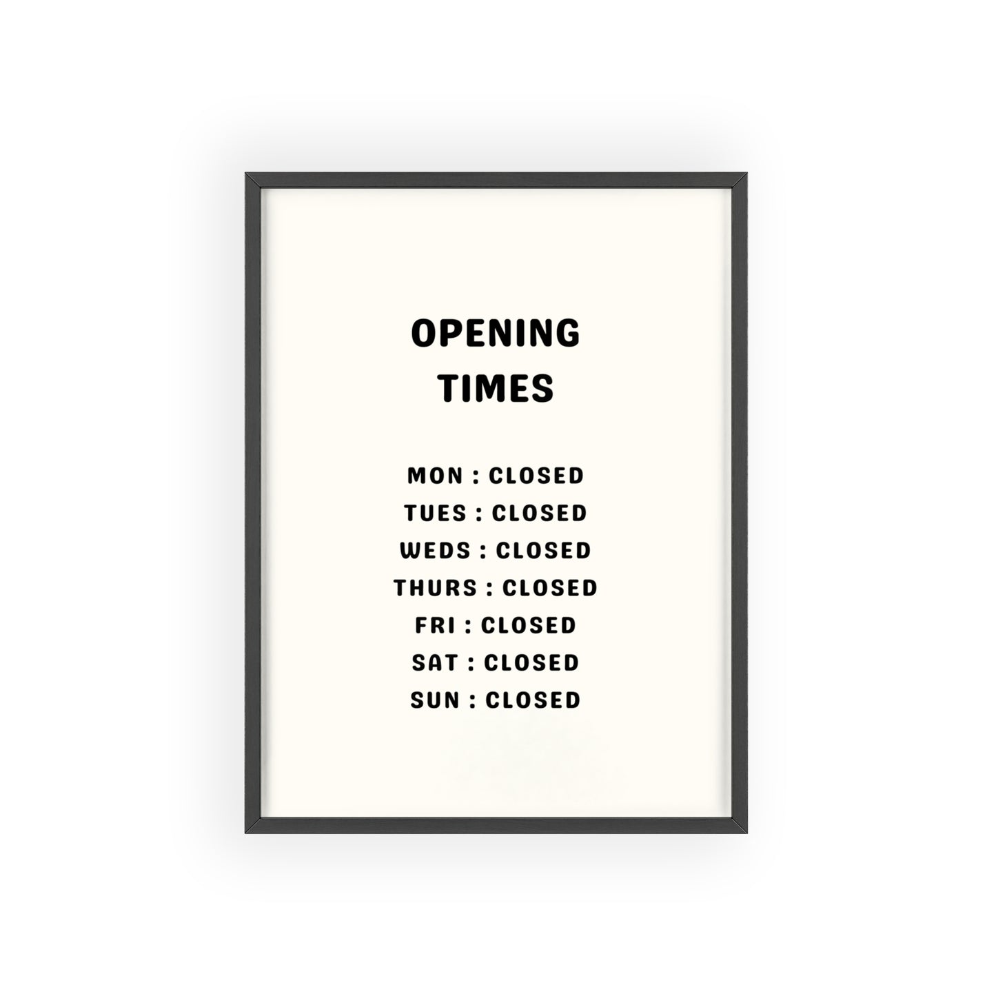 Opening Hours: Permanently Out of Service - Frame