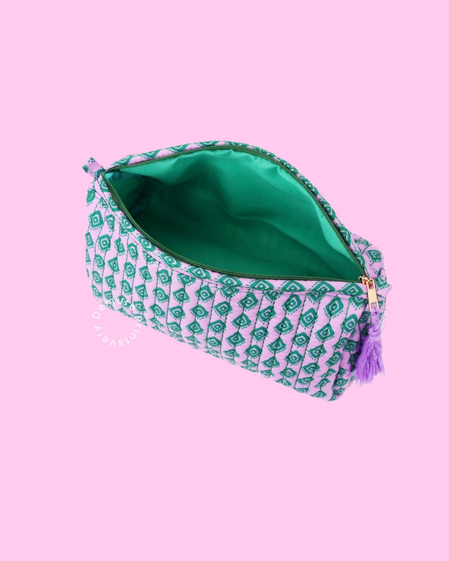 Retro Pop Cosmetic Bag – Medium Makeup Travel Pouch (Purple & Green)