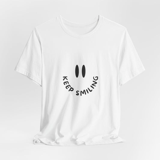 Keep Smiling | White Graphic Tee | Organic Unisex T Shirt