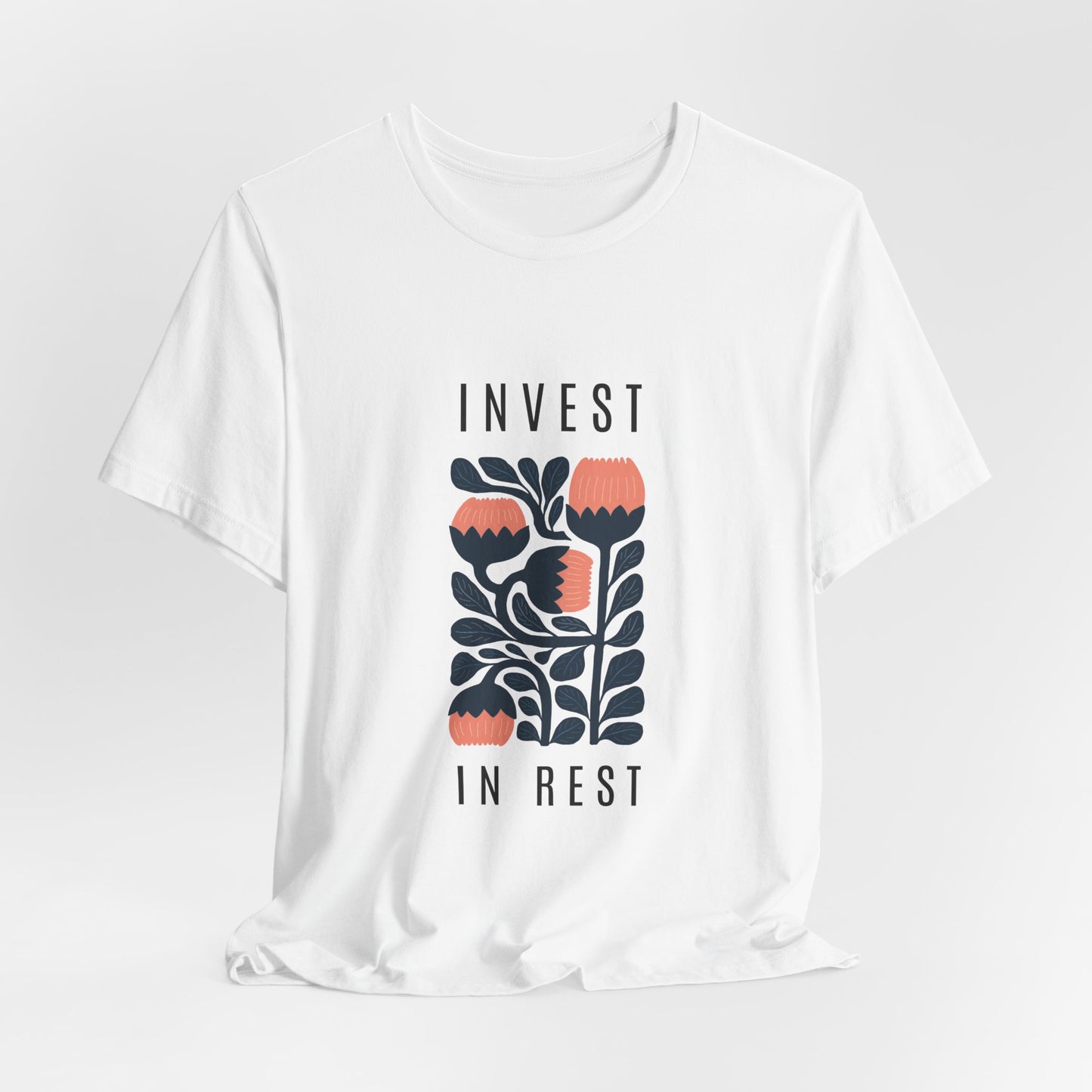 Invest in Rest | White Graphic Tee | Organic Unisex T Shirt