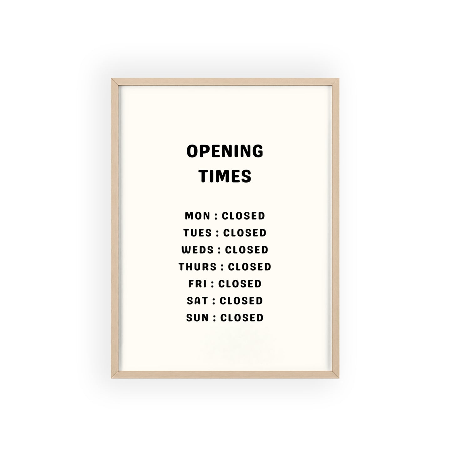 Opening Hours: Permanently Out of Service - Frame