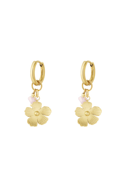 Sunlit Flower Hoop Earrings – Pink Crystal