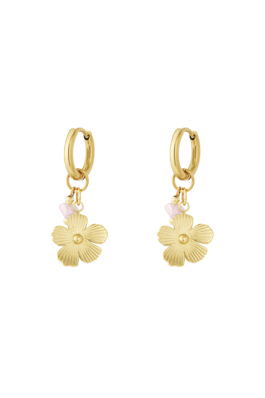Sunlit Flower Hoop Earrings – Pink Crystal