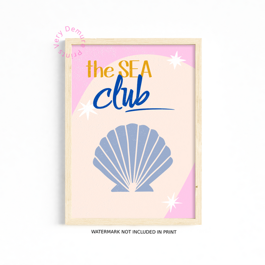 The Sea Club – Textured Seashell Coastal Art Print