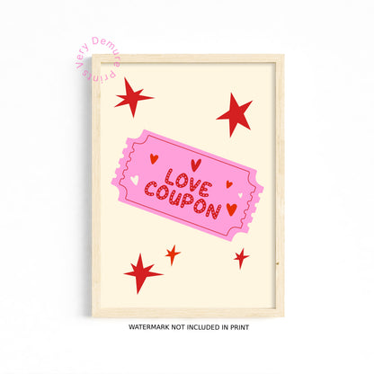 Love Coupon – Minimal Pink Romance Ticket Art Print