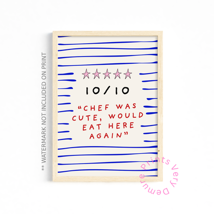 CHEF WAS CUTE WOULD EAT HERE AGAIN