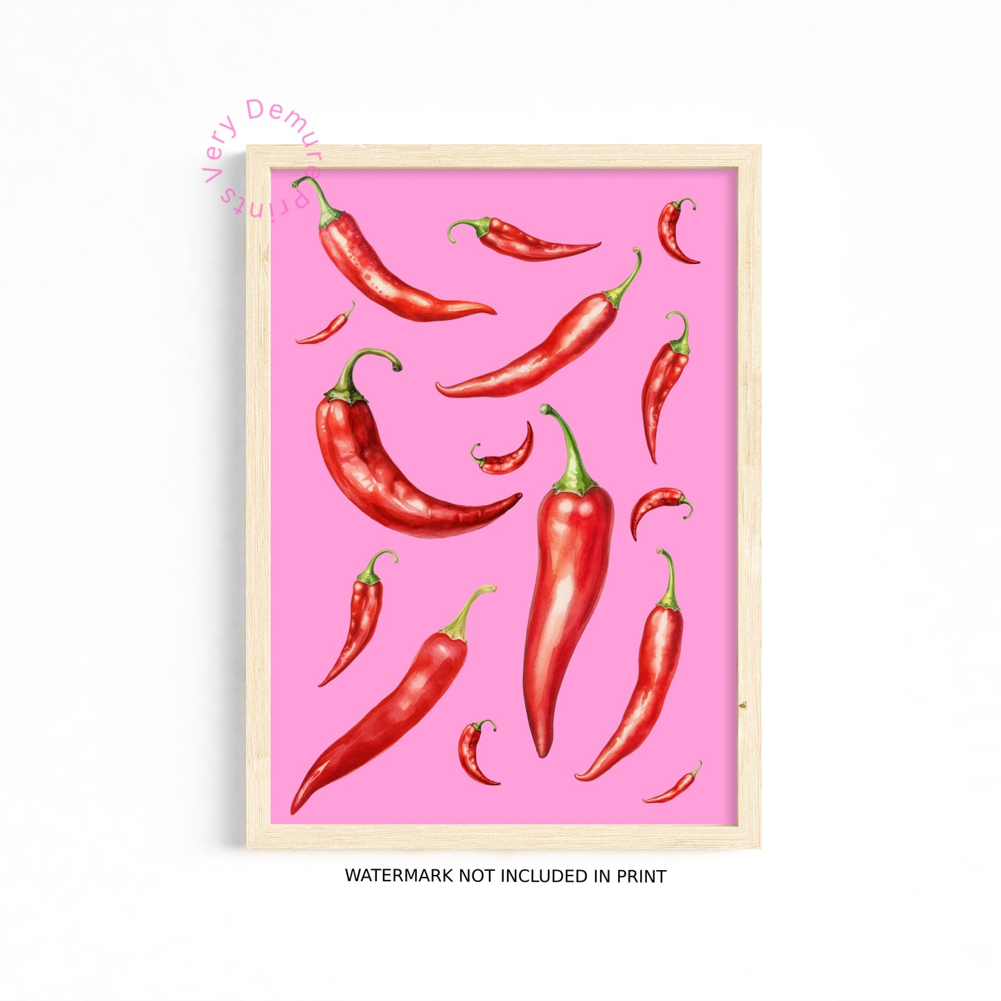 Hot Chilli – Red Chilli Pepper Pink Background Art Print