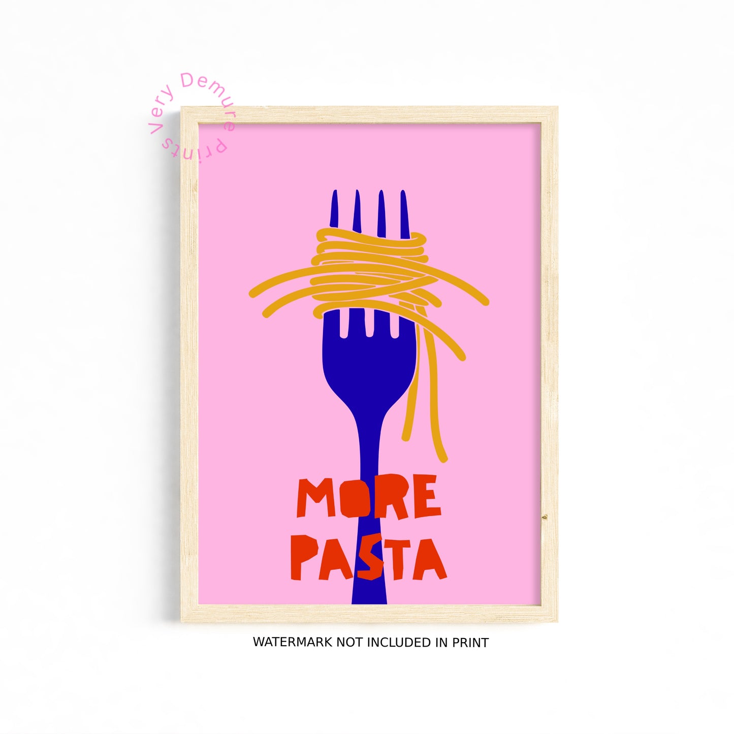 More Pasta Please Art Print – Fork & Noodles Kitchen Wall Art