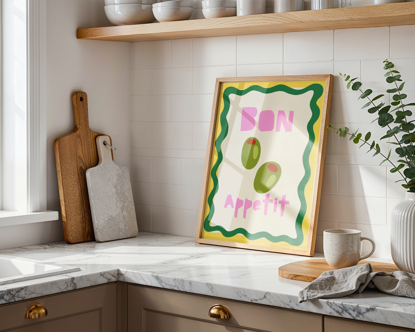 Bon Appétit – Playful Stuffed Olive Kitchen Art Print