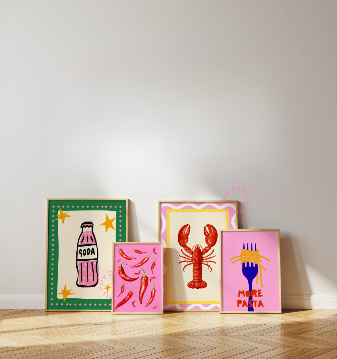 More Pasta Please Art Print – Fork & Noodles Kitchen Wall Art