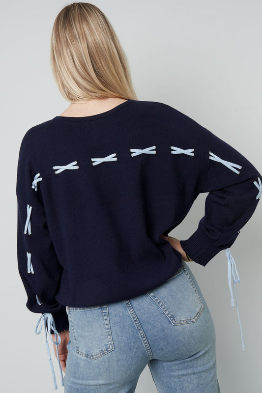 Bow-Tiful Lace-Up Sweater