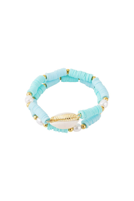 Fashion Lifestyle Blue Shell Beaded Bangle