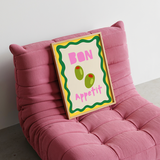 Bon Appétit – Playful Stuffed Olive Kitchen Art Print