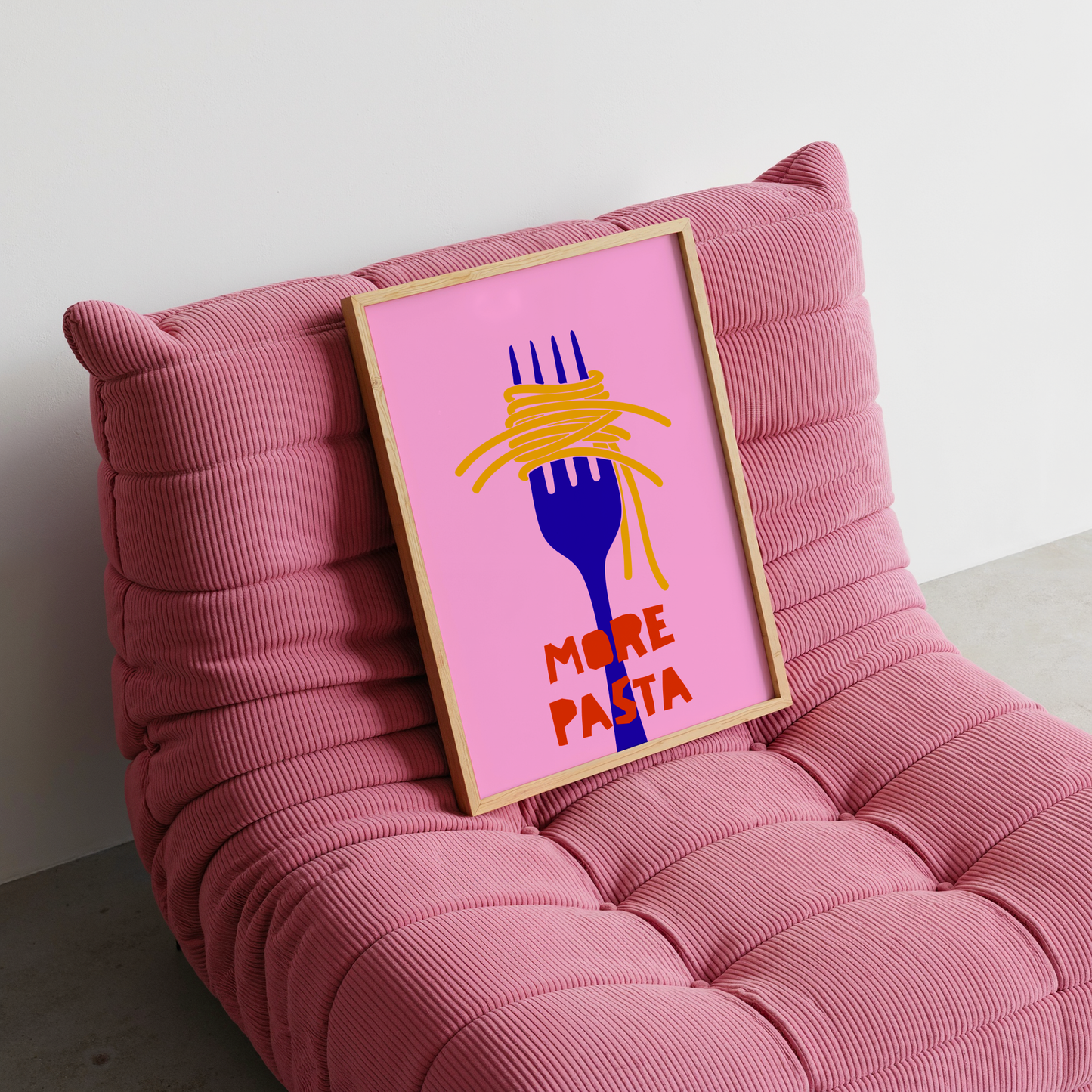 More Pasta Please Art Print – Fork & Noodles Kitchen Wall Art